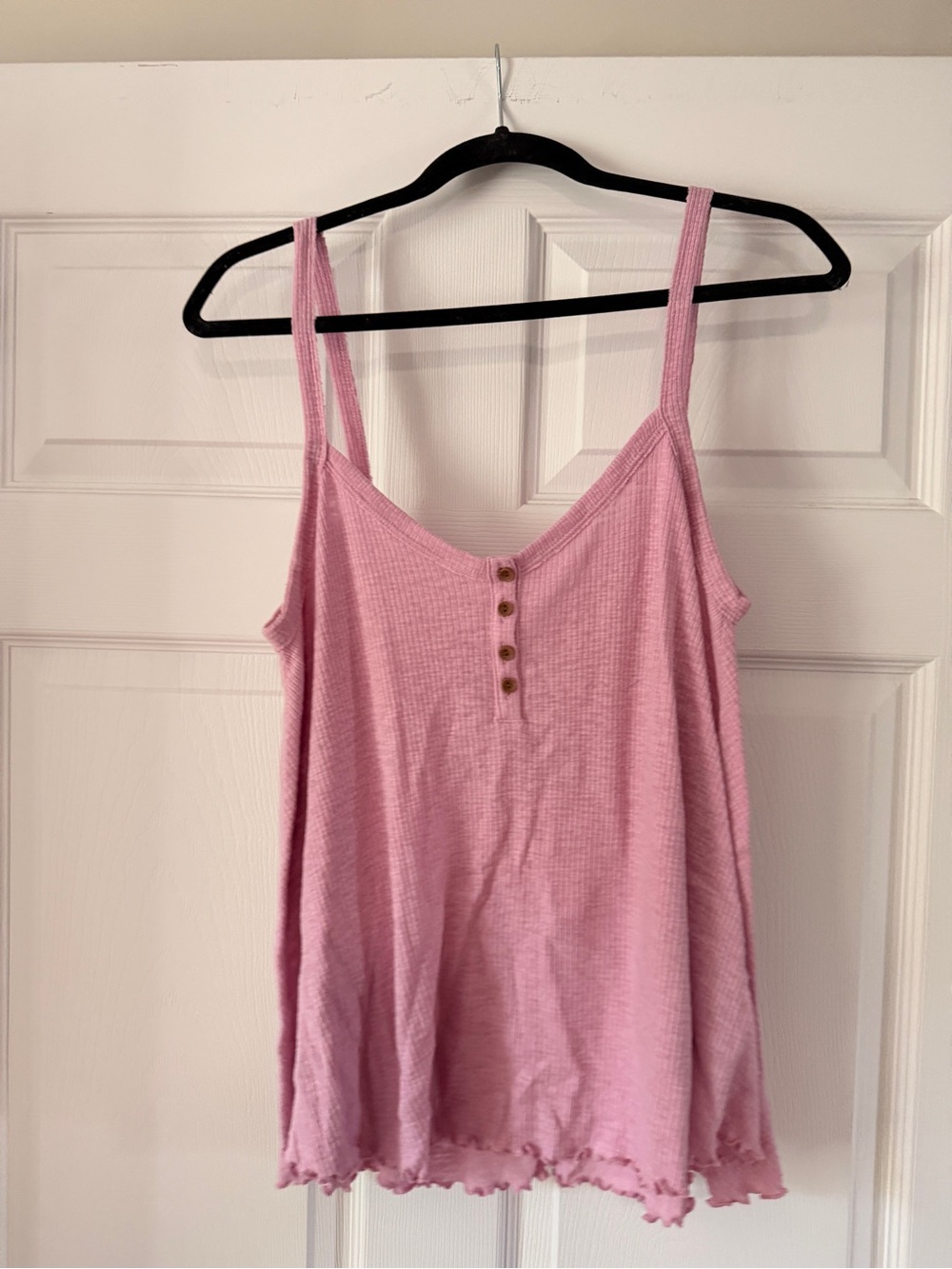 American Eagle Outfitters Light Pink Ribbed Button-Front Cami